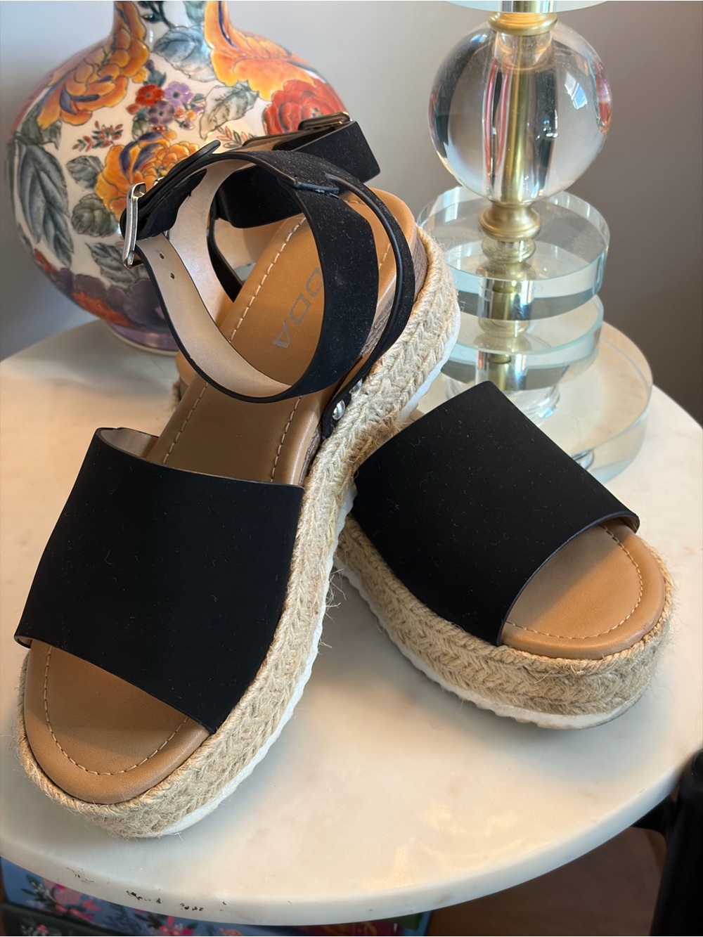 SODA - Black Espadrille Platform Sandals - Women
